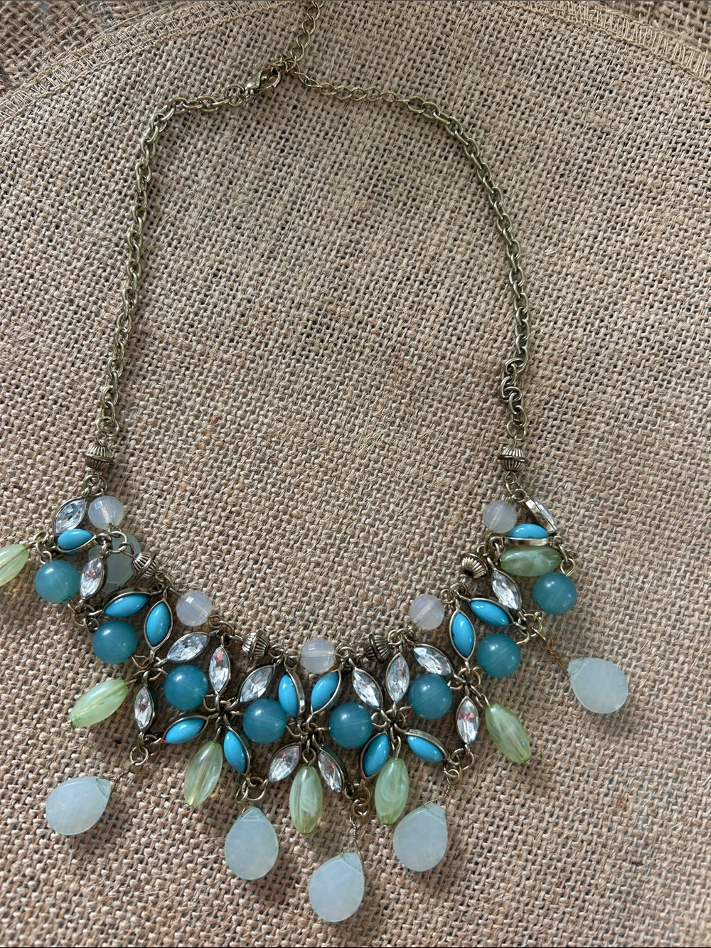 Turquoise & Opal Teardrop Statement Necklace